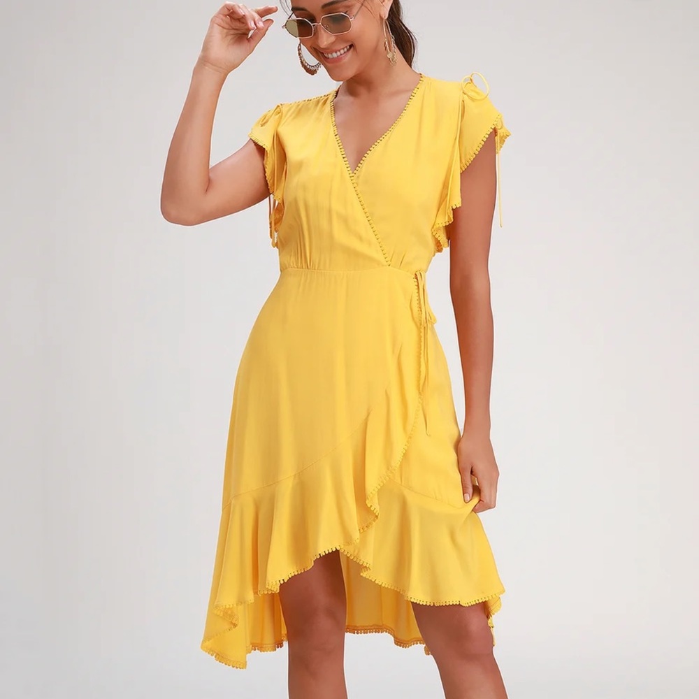 Lulu’s Bright Yellow Wrap Dress